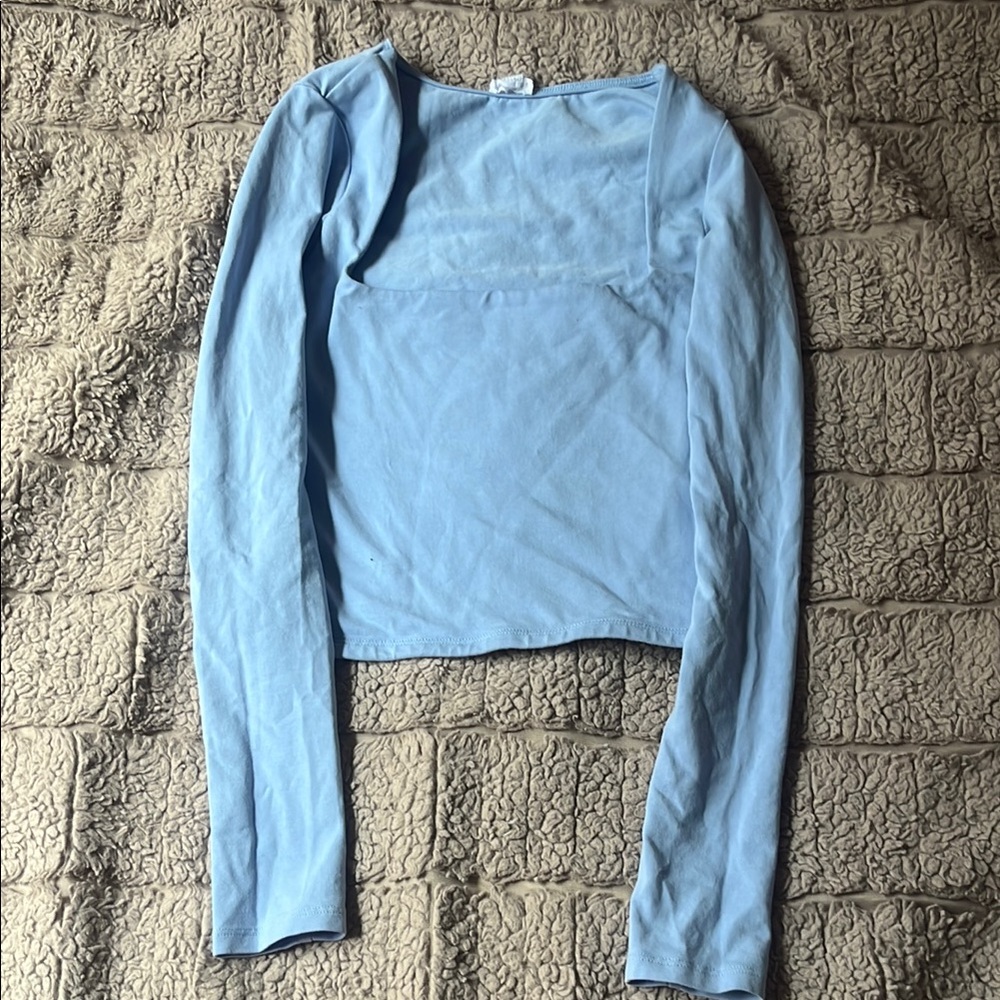 Garage light blue long sleeve Portia square neck